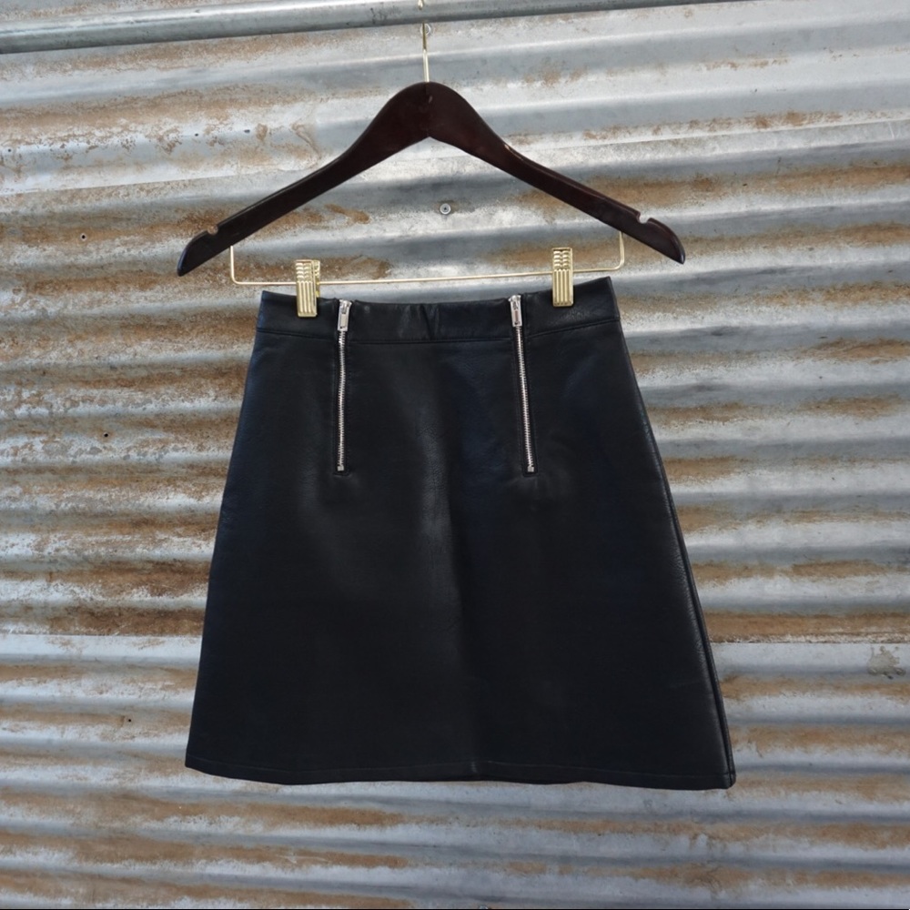 Leather Skirt with Zipper Accents.
